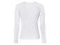Weißes Langarmshirt mit Rippenstruktur.