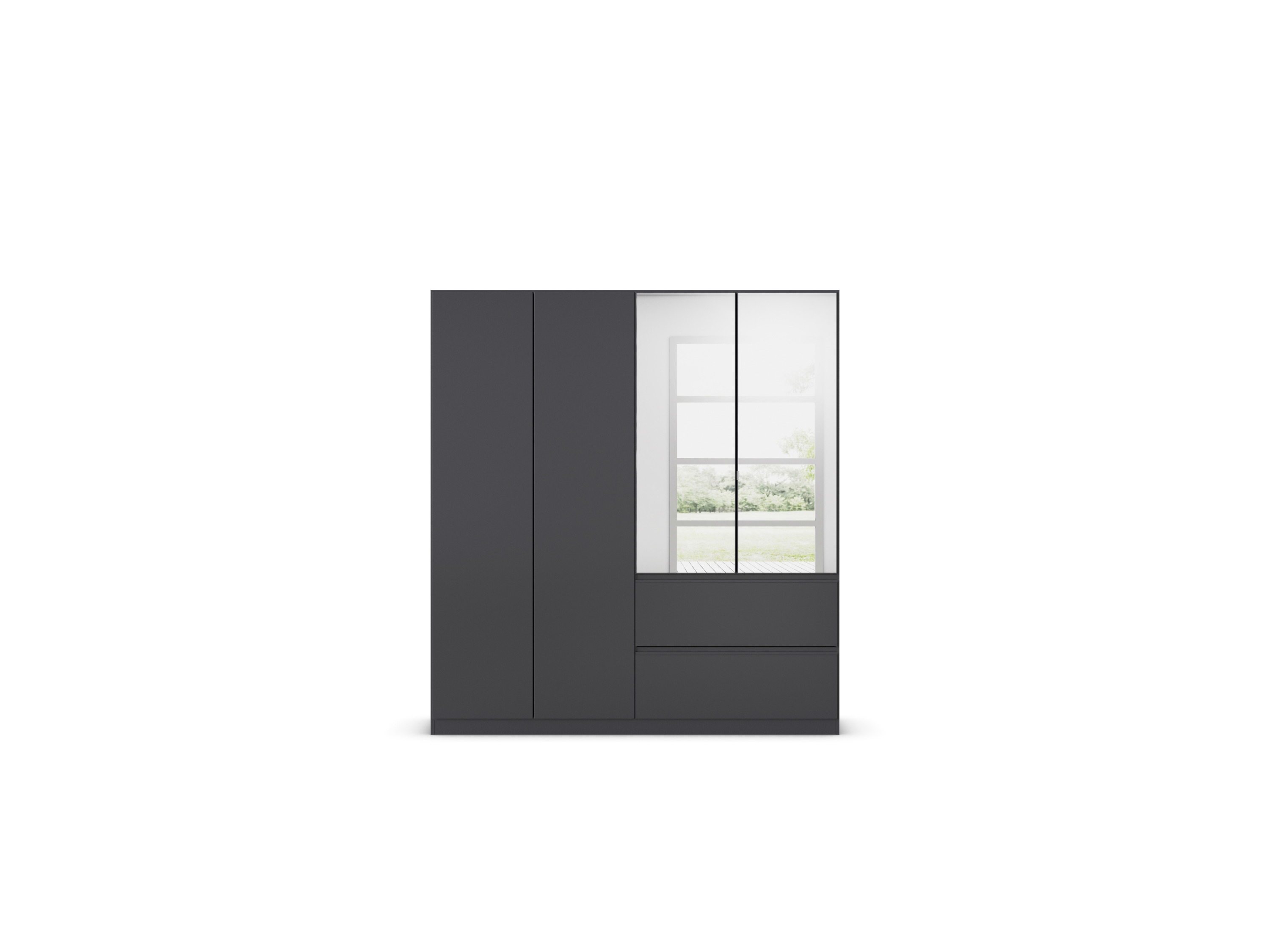 RAUCH BLUE Costa Drehtürenschrank mit Spiegel (grau metallic, 181 x 197 cm) – Bild 3 von 4