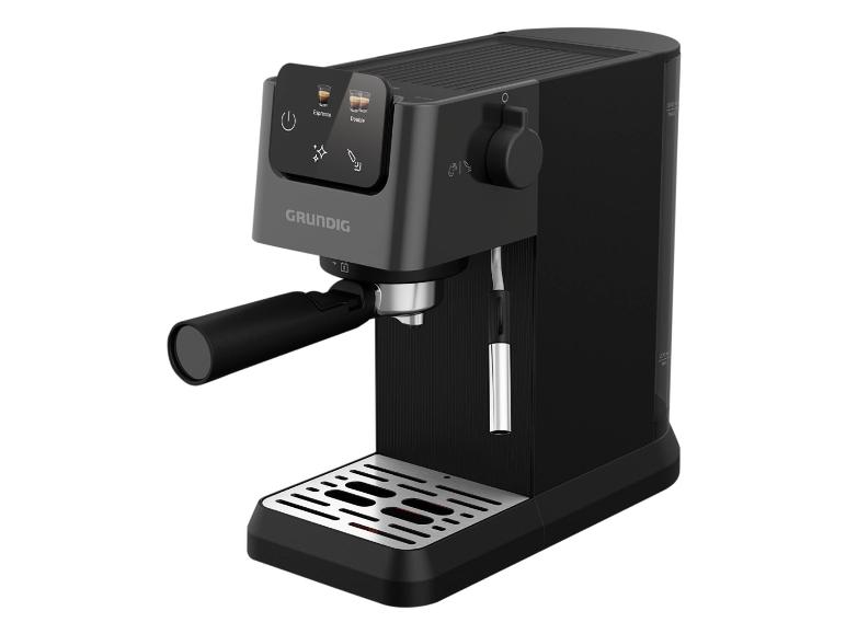 Schwarze Espressomaschine mit Bedienfeld für einfachen und doppelten Espresso.