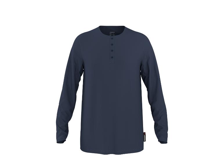 Dunkelblaues Langarm-Henley-Shirt für Herren