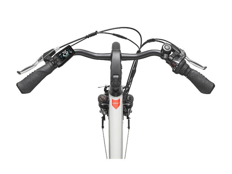 Lenker eines E-Bikes mit Display und Schaltung.