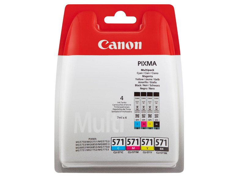 Canon Tintenpatronen Schwarz/Cyan/Magenta/Gelb Multipack »CLI-571«