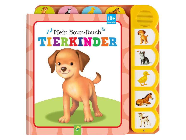 Interaktives Soundbuch für Kinder, mit Tierkindern und Soundtasten.