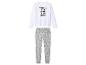 Weißes Langarmshirt mit 'Wednesday' Aufdruck und graue Pyjamahose mit Muster