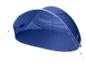 Blauer Strandmuschel mit weißen Rändern und Abspannseilen.