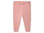Einfarbige rosa Baby-Leggings mit elastischem Bund.