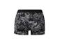Herren-Boxershorts mit abstraktem Grau-Schwarz-Muster und schwarzem Gummibund.
