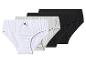 Viererpack Damenunterhosen in Weiß, Grau und Schwarz.