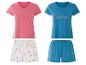 Pyjamas: Shirts und Shorts, Blumenmuster und Schriftzug "Weekend".