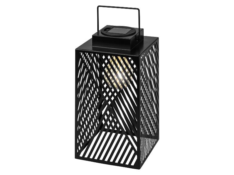 Schwarze Solar-LED-Laterne mit Gittermuster