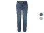 Blaue Damenjeans mit zwei Farbkreisen auf der rechten Seite.