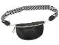 Schwarze Kunstleder-Bauchtasche mit schwarz-weißem Chevron-Mustergurt