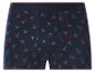 Herren-Boxershorts in Marineblau mit rotem Kirschmuster und rot gestreiftem Bund.