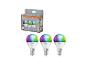 Drei smarte mehrfarbige LED-Glühbirnen mit Verpackung, 4.9W, 470lm, E14 Sockel.