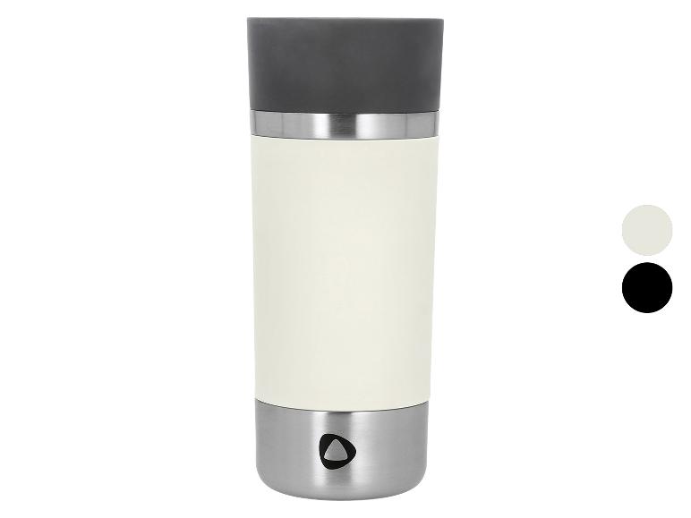SILVERCREST® 500 ml Kaffeebecher, weiß mit schwarzem Deckel und silbernem Boden