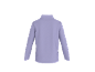 Lila Langarmshirt mit Stehkragen, Rückansicht.