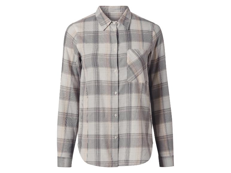 Graues kariertes Damenhemd.