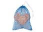 Blaue Netztasche mit weißen und orangefarbenen Tischtennisbällen