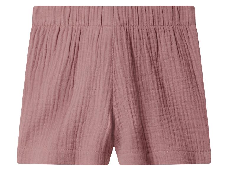 Rosa Shorts mit elastischem Bund und gekreppter Textur.