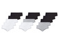 Ein Set mit 12 Damen-Slips in Weiß, Schwarz und Grau.