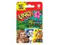 UNO Junior Kartenspiel in Dschungel-Verpackung mit Affe, Panda und Giraffe.