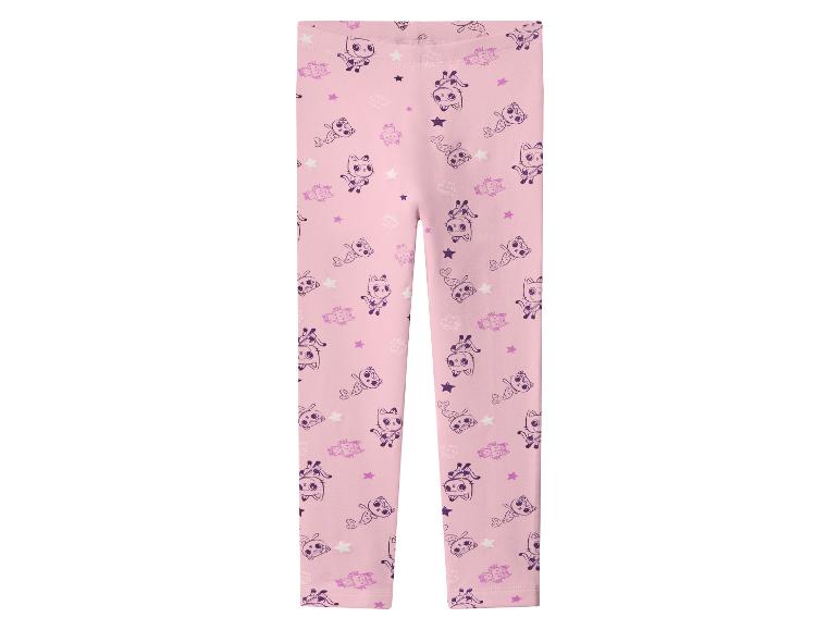 Rosa Kinderleggings mit Katzen- und Sternenmuster