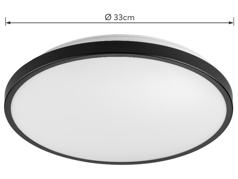 Runde schwarz-weiße LED-Deckenleuchte, mit einem Durchmesser von 33 cm