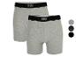 Zwei graue Mexx Boxershorts mit schwarzem Bund und Logo.