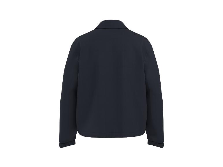 Dunkelblaue Herrenjacke mit Kragen, Rückansicht.