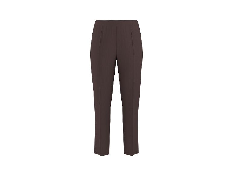 Braune Damenhose mit elastischem Bund und geradem Bein.
