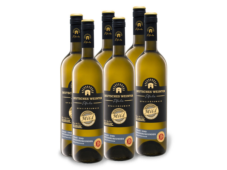 6 x 0,75-l-Flasche Weinpaket Deutsches Weintor EDITION MILD Grauer und Weißer Burgunder halbtrocken, Weißwein