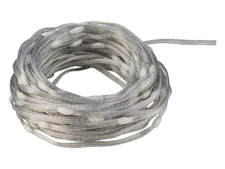 Aufgewickelte LED-Lichterkette mit transparentem Kabel