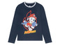 Ein dunkelblaues Langarmshirt mit einem Aufdruck von Marshall von Paw Patrol.