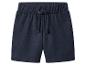Dunkelblaue Kinder-Sweatshorts mit elastischem Bund und Kordelzug.
