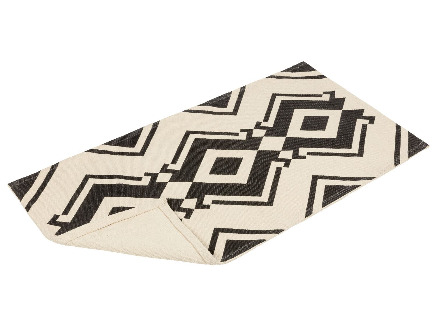 Thumbnail - LIVARNO home Baumwollteppich, 67 x 120 cm (schwarz/creme)