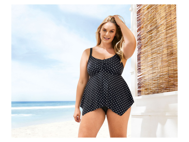 Gehe zu Vollbildansicht: esmara® Damen Tankini, 2-teilig, mit verstellbaren Trägern, gepunktet/schwarz - Bild 3