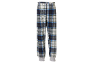 Karierte Pyjamahose in Weiß, Blau und Grün mit elastischem Bund und Bündchen.