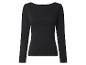 Schwarzes Langarmshirt mit U-Boot-Ausschnitt für Damen