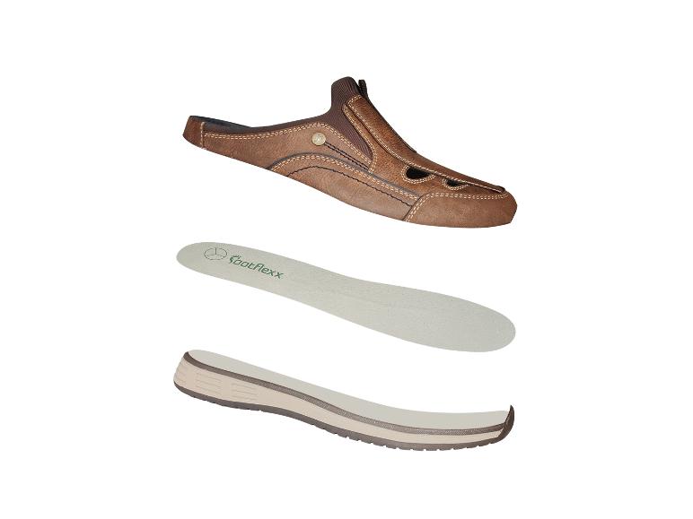 Ledersandalen und FootFlexx Sohlen.