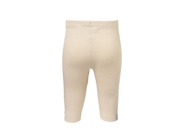 Hellbeige gerippte Baby-Leggings, Rückansicht.