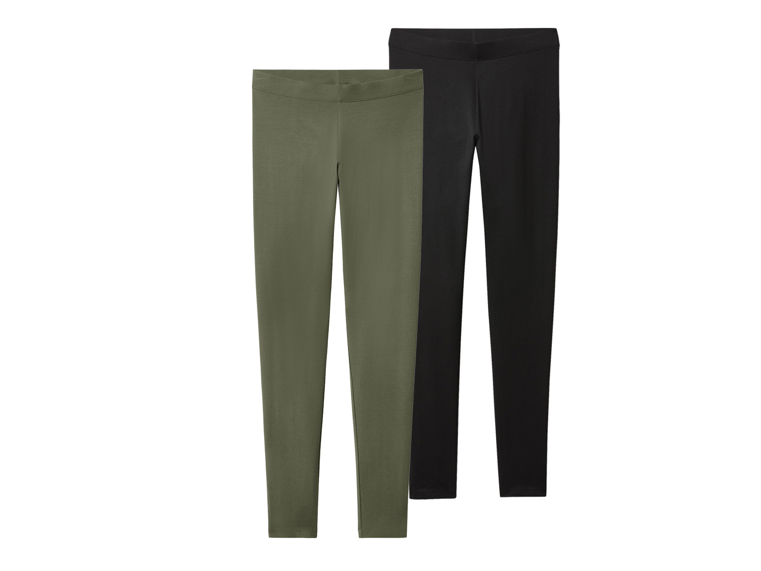 ESMARA® Damen Leggings, 2 Stück (Schwarz/Grün, XS(32/34))