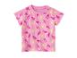 Rosa Kurzarm-T-Shirt mit Eis- und Sonnenmuster.