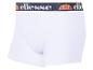Weiße Boxershorts mit schwarzem elastischem Bund mit Ellesse-Logo.