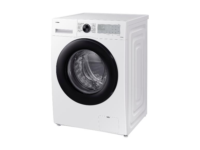 SAMSUNG Waschmaschine WW-1TDG5B25AHEG in Weiß mit schwarzer Tür.