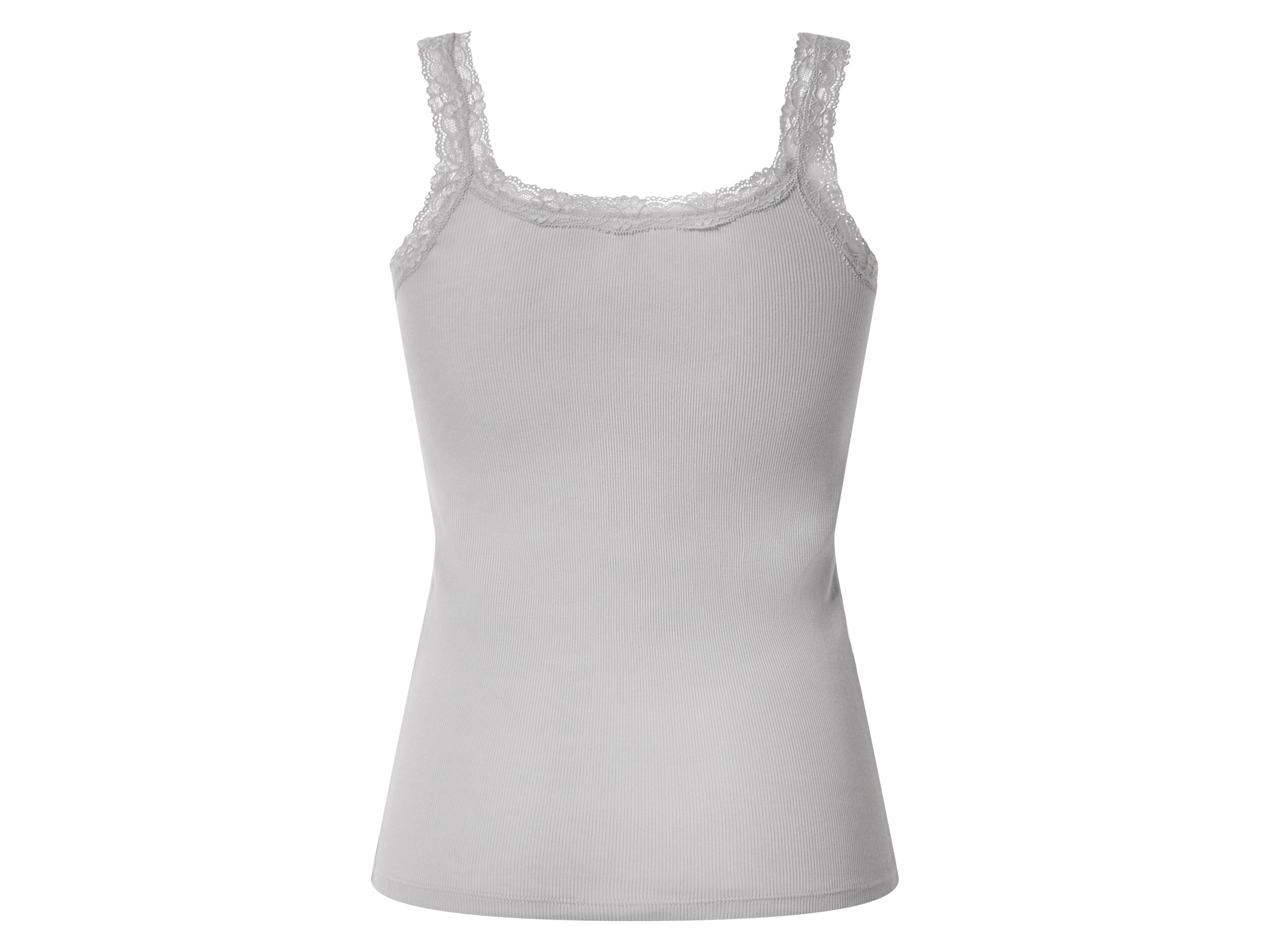 Thumbnail - esmara® Damen Top Rippe mit Spitze 3 Stück (navy/dunkelgrau/hellgrau, L(44/46))