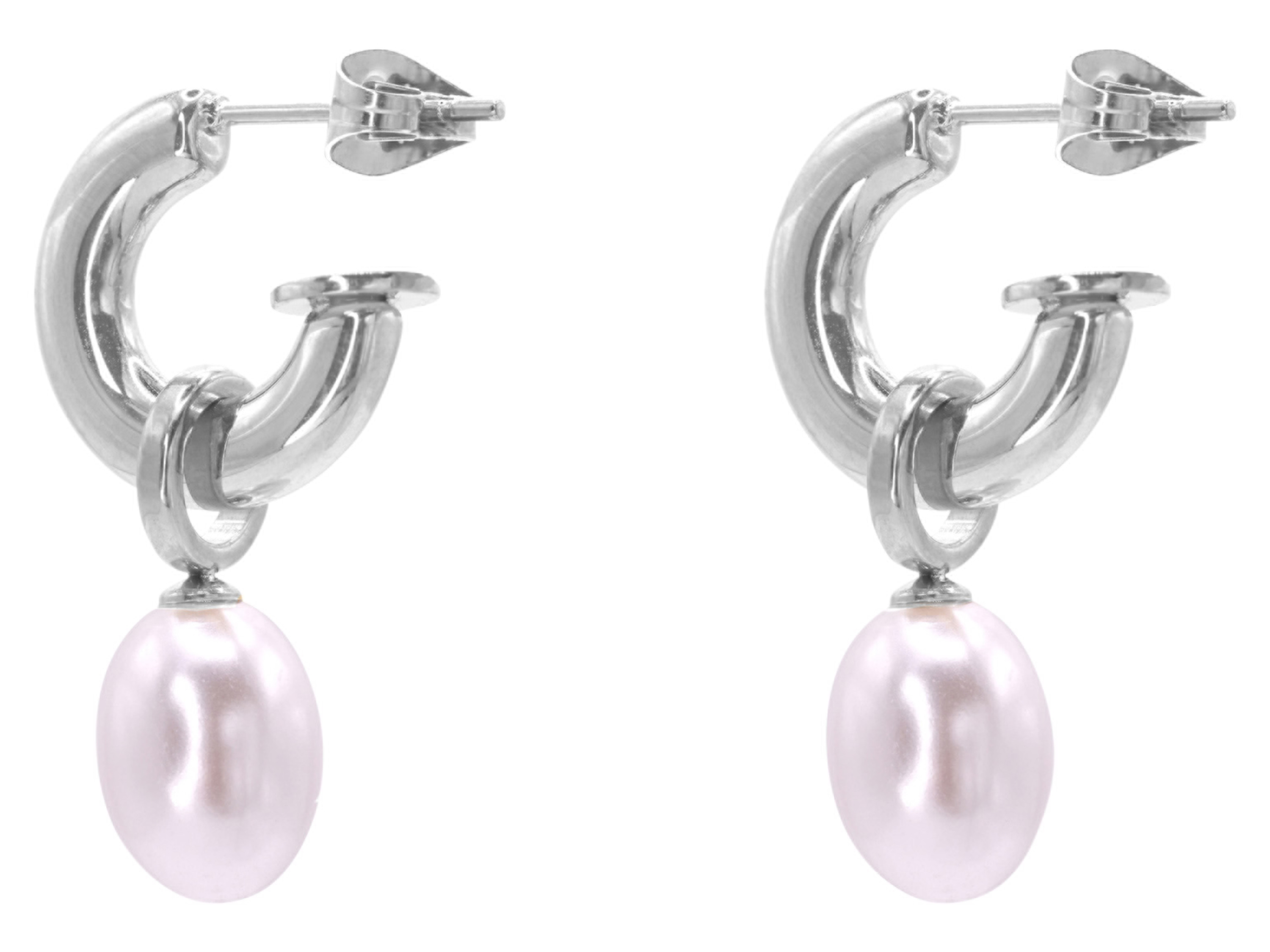 Steel art Heideman Ohrringe (Creole mit Perle, Silber)““ | jeder Ring ist sorgfältig mit einer Reihe funkelnder Kristalle besetzt