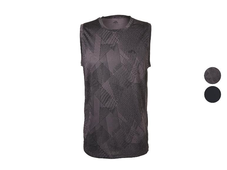 Herren-Tanktop mit geometrischem Muster in Dunkelgrau und Schwarz.