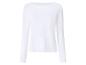 Weißes Damen-Langarmshirt mit U-Boot-Ausschnitt.