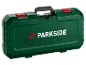 Ein grüner Werkzeugkoffer mit dem weißen und roten „PARKSIDE“-Logo.
