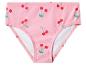 Rosa Kinder-Bikinihose mit rotem Kirschmuster.